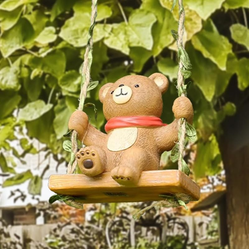 Image of The Decorshed Cute Teddy Bear Swing Hanging Dcor - Pack of 1 | Adorable Teddy Showpiece for Car Rear View Mirror, Home Wall, Kids Room & Office Decoration | Gifting Item