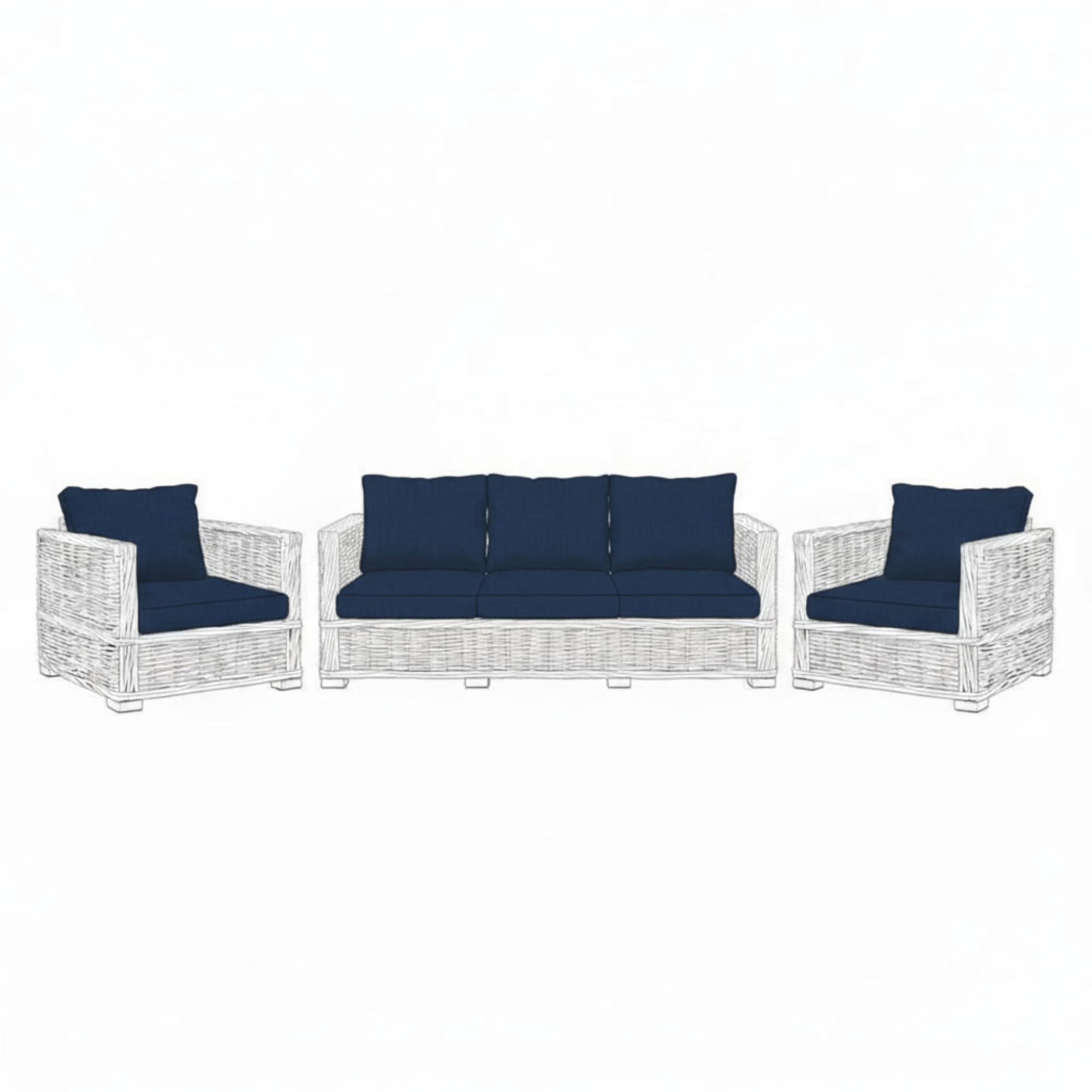 Kosiproducts Replacement Rattan Cushion Seat Cushions Garden Patio Furniture [Navy Blue, 5 Seats + 5 Cushions] - Furntiure Not Included