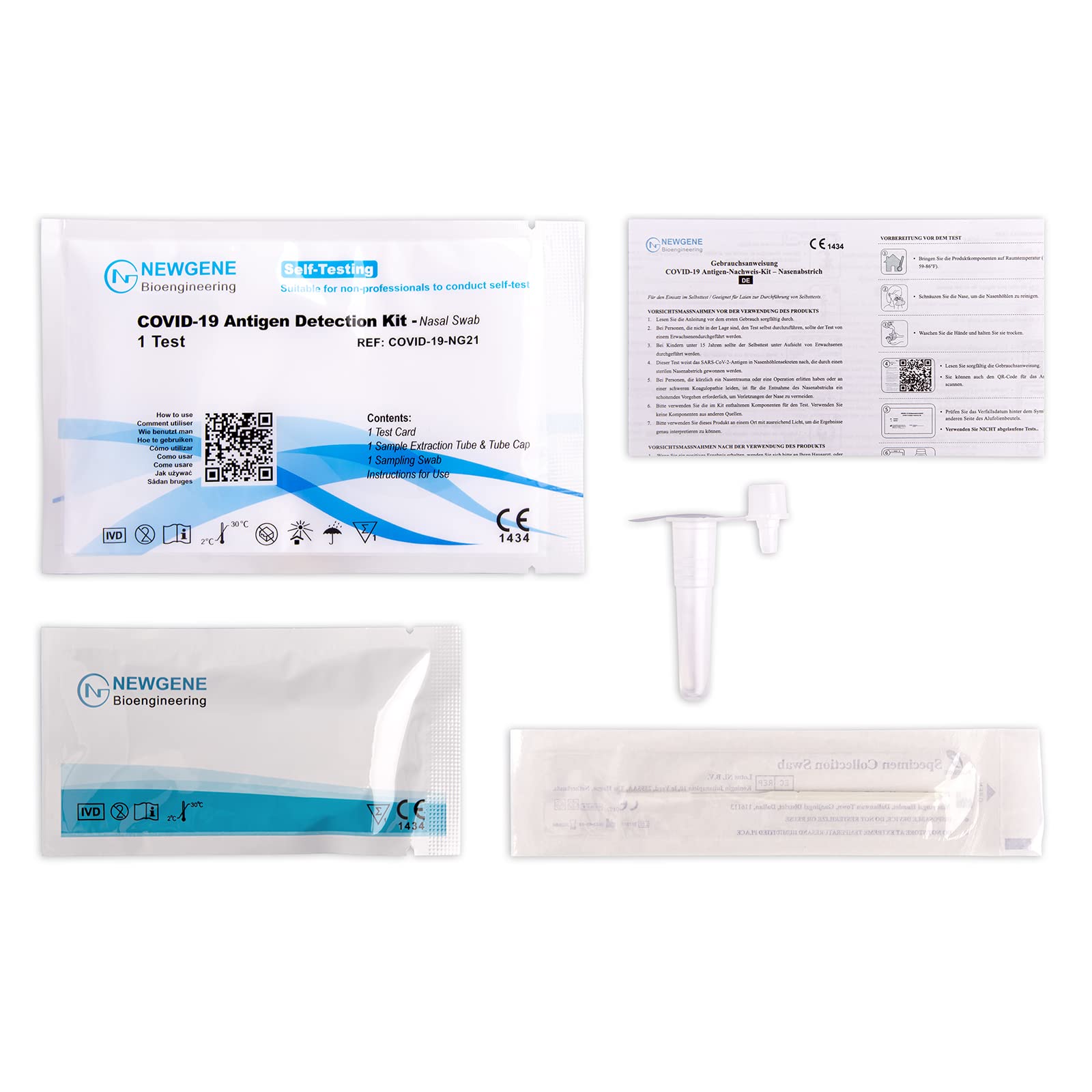 NewGene COVID-19 Selbsttest für Laien im Polybeutel, Antigen Schnelltest, 60 x 1 Stück