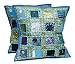 DIYANA IMPEX 2 Blue Embroidery Sequin Patchwork Indian Sari Throw Pillow Cases Cushion Covers