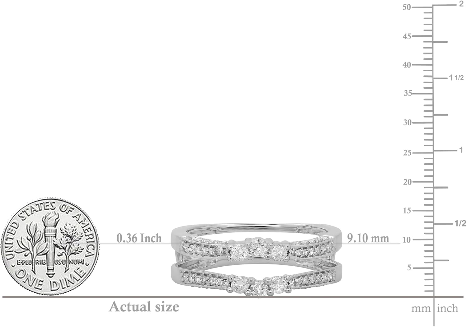 Dazzlingrock Collection Round Gemstone or Natural Diamond with White Diamond Contour Enhancer Wedding Band Ring for Women in Real Solid Gold