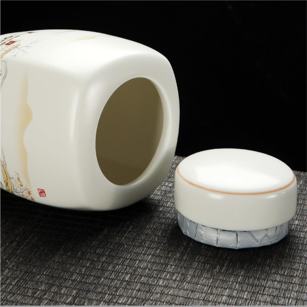 SONGCHAO Sugar Jar Ceramic Loose Tea Storage Jar Household Kitchen Sealed Jar Large Pu'er Red and Green Tea Storage Container Tea Set Tea Canister (Color : Medium)