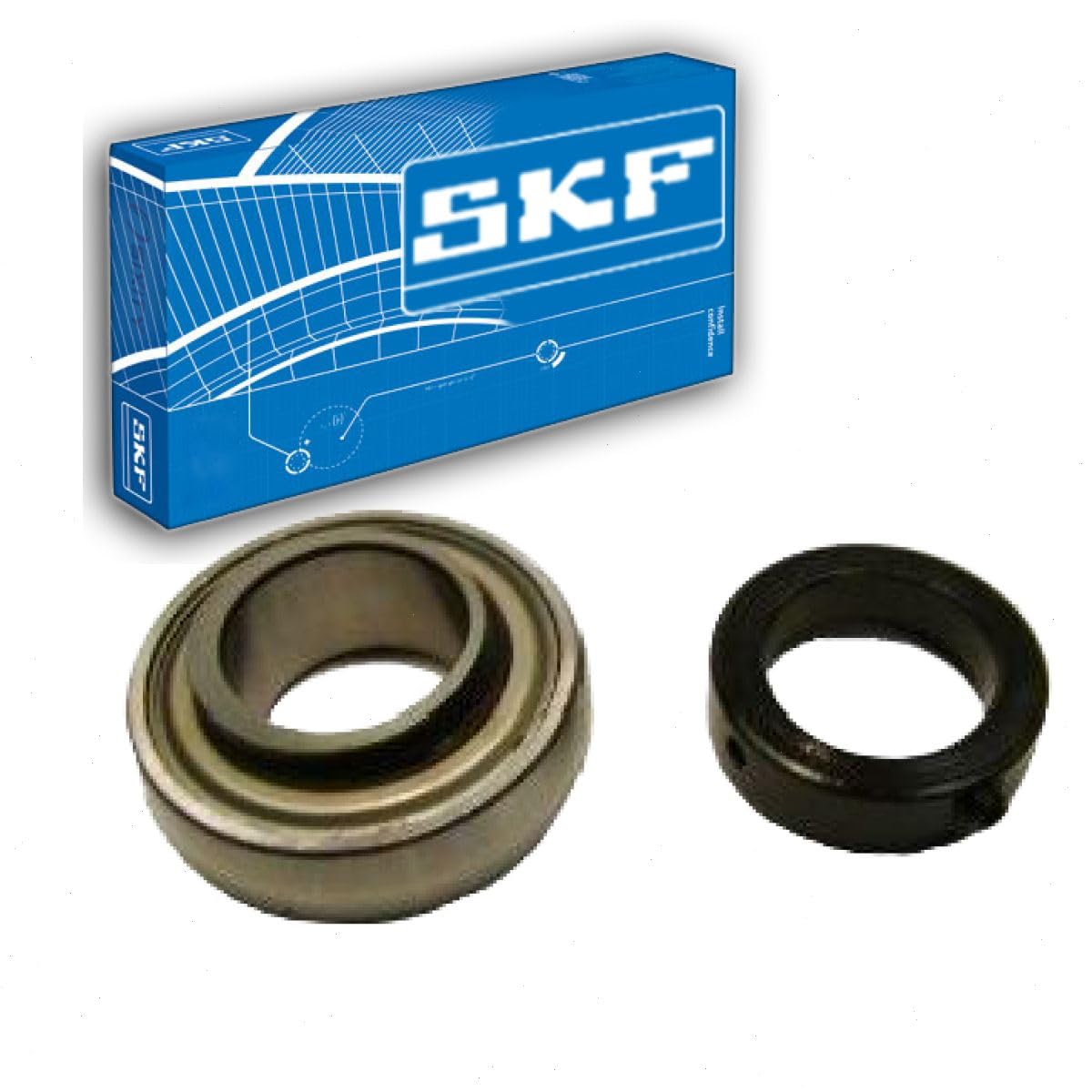 SKF Agricultural Adapter Bearing Industrial Rubber Seal Eccentric Set Screw Locking Collar, Wide Inner Ring for Axles Driveshafts Shafts Output Inner