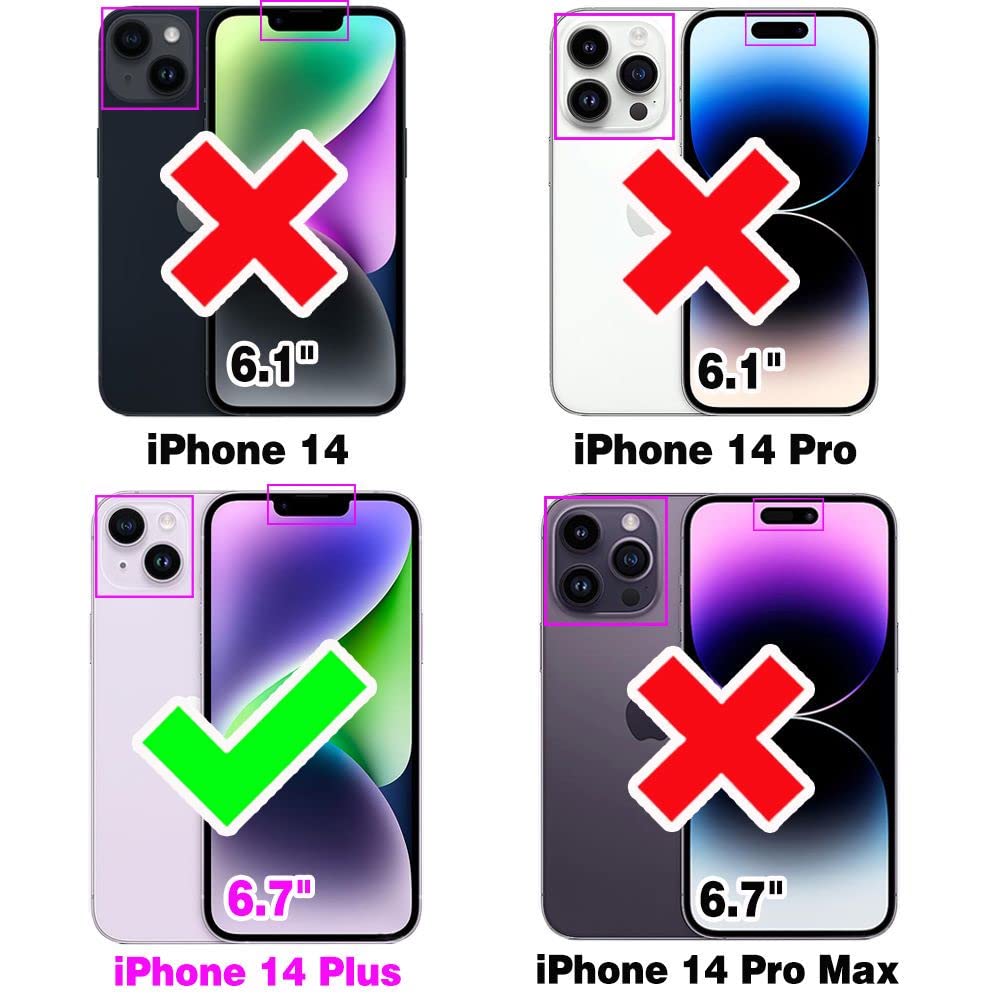 Compatible with iPhone 14 Plus 6.7 inch Wallet Case and Tempered Glass Screen Protector Leather Flip Card Holder Phone Cover for i-Phone 14+ iPhone14Plus 5G i i14 + iPhone14 14Plus Women Men Rose Gold