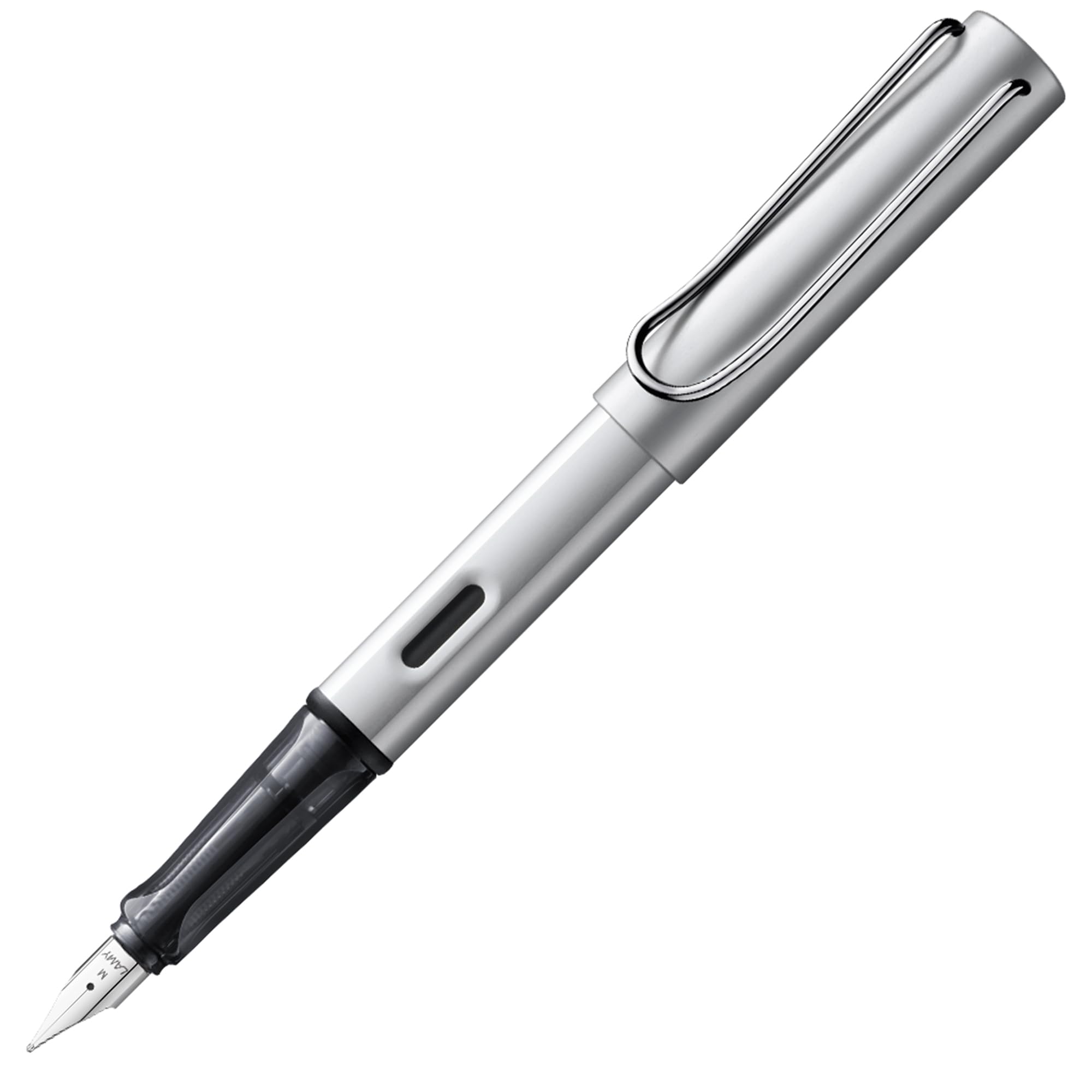 Lamy AL-star whitesilver Füller – Füllhalter mit ergonomischem Griff & polierter Stahlfeder in Strichbreite M – leichtes Aluminiumgehäuse – inkl. Tintenpatrone T 10 blau – Rechtshänder