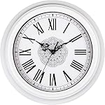 Topkey 12 Inch Wall Clock Silent Non-Ticking Vintage Roman Numerals Round Wall Clocks for Living Room Kitchen Bedroom Home Office (Battery Not Included) - Bronze