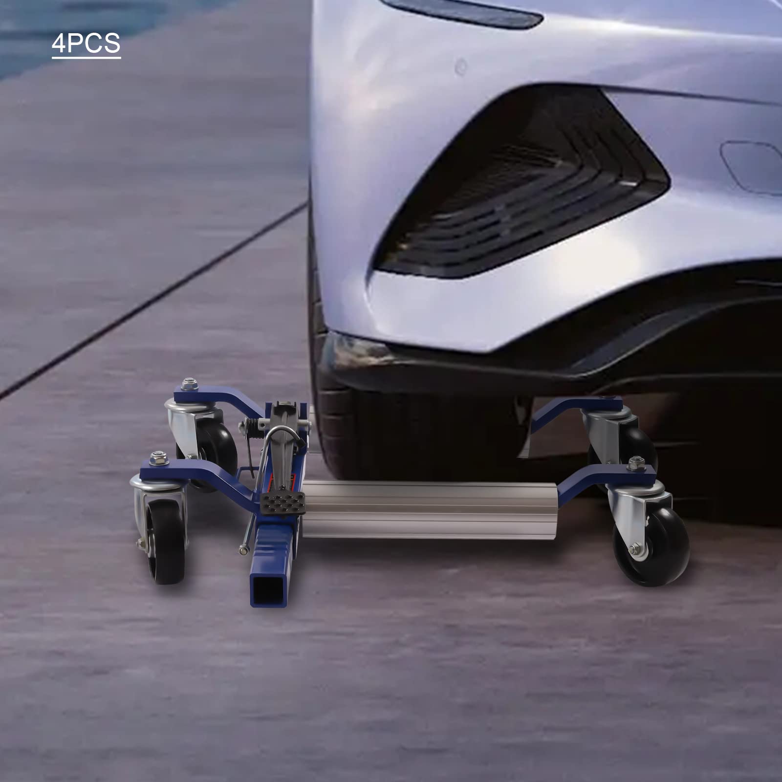 Car Wheel Dolly,Set of 4 Heavy Duty Self Loading Dolly with Ratcheting Foot Pedal,1300LBS Capacity Trailer Dolly for Tire Auto Repair Moving