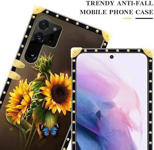 Miniatura 6 de DAIZAG Funda compatible con Samsung Galaxy S23 Ultra, hermosa decoración de metal cuadrado de girasol, suave, delgada, antiarañazos, a prueba de
