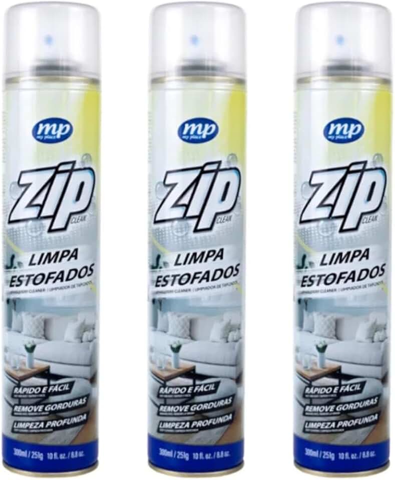 Kit 3 Spray Limpa Estofados ZIP My Place, 300ml, Limpeza Profunda para Tecidos e Estofados, Fácil Aplicação