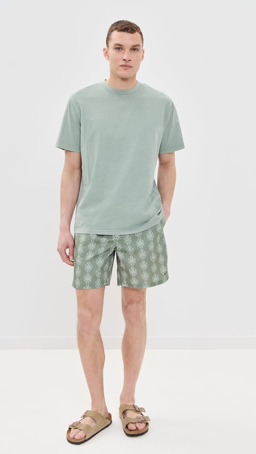 RHYTHM Men's Ornate Stripe Beach Shorts 7" - Image 5