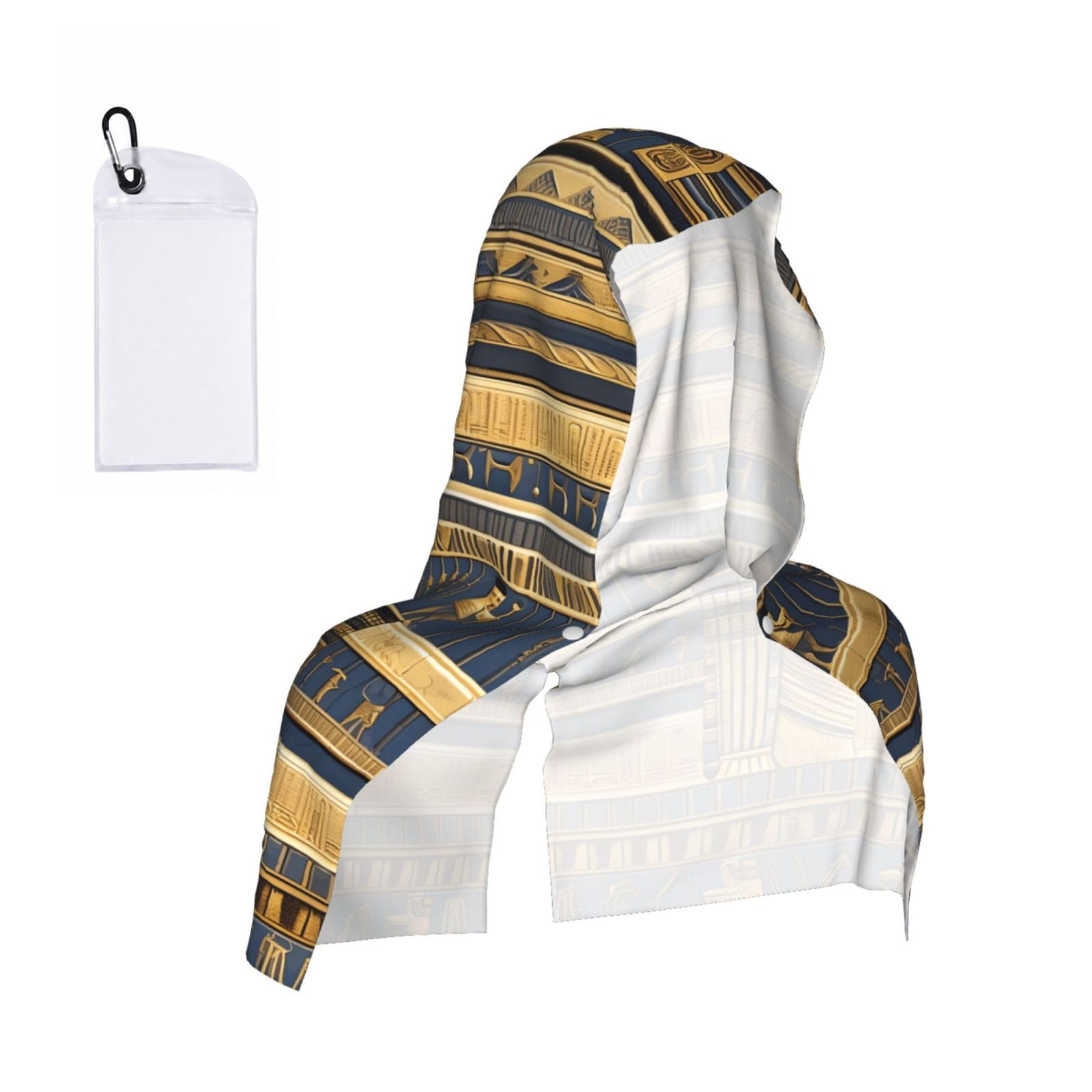 CNTDBU Egyptian Pharaonic Frescoes Cooling Towel Hooded-Instant Chill Neck Cover for Sports, UV Cooling Rag for Running Gym