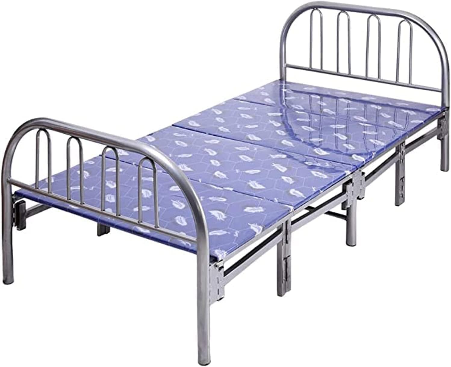 Mavi Heavy Duty Metal Folding Bed.Portable Single Folding Bed,Perfect solution for limited space Easy to Store, Silver & Blue 190 x 90 x 70 cm