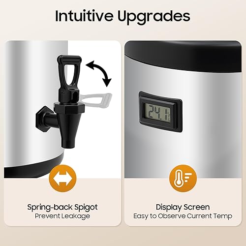 Miniatura 5 de Dispensador de bebidas aislado, dispensador térmico de bebidas frías y calientes de acero inoxidable de 12L/3.2 galones, dispensador de bebidas