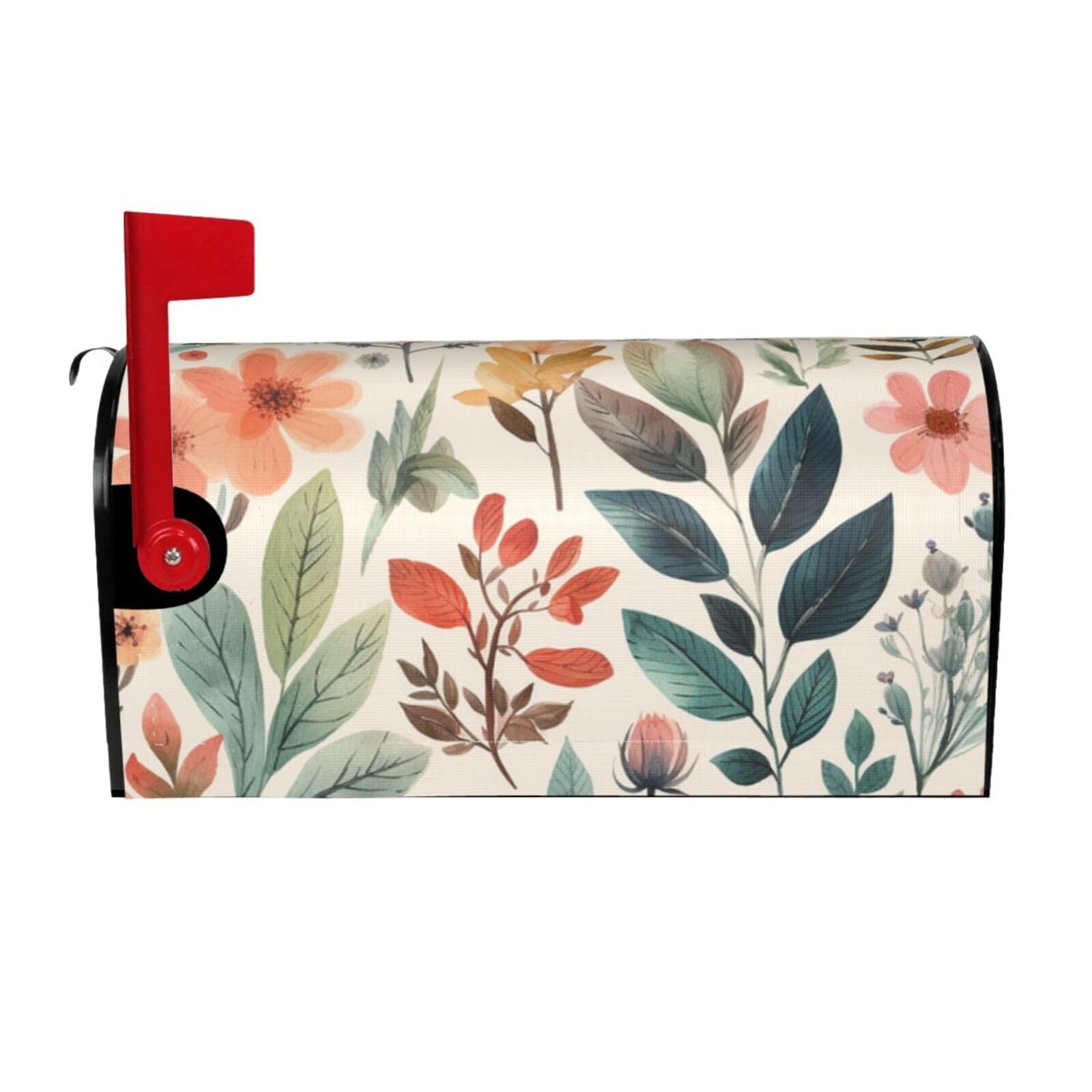 Watercolor Flowers Mailbox Covers Magnetic Wraps Post Letter Box Cover Garden Home Decor 25.5x21 in