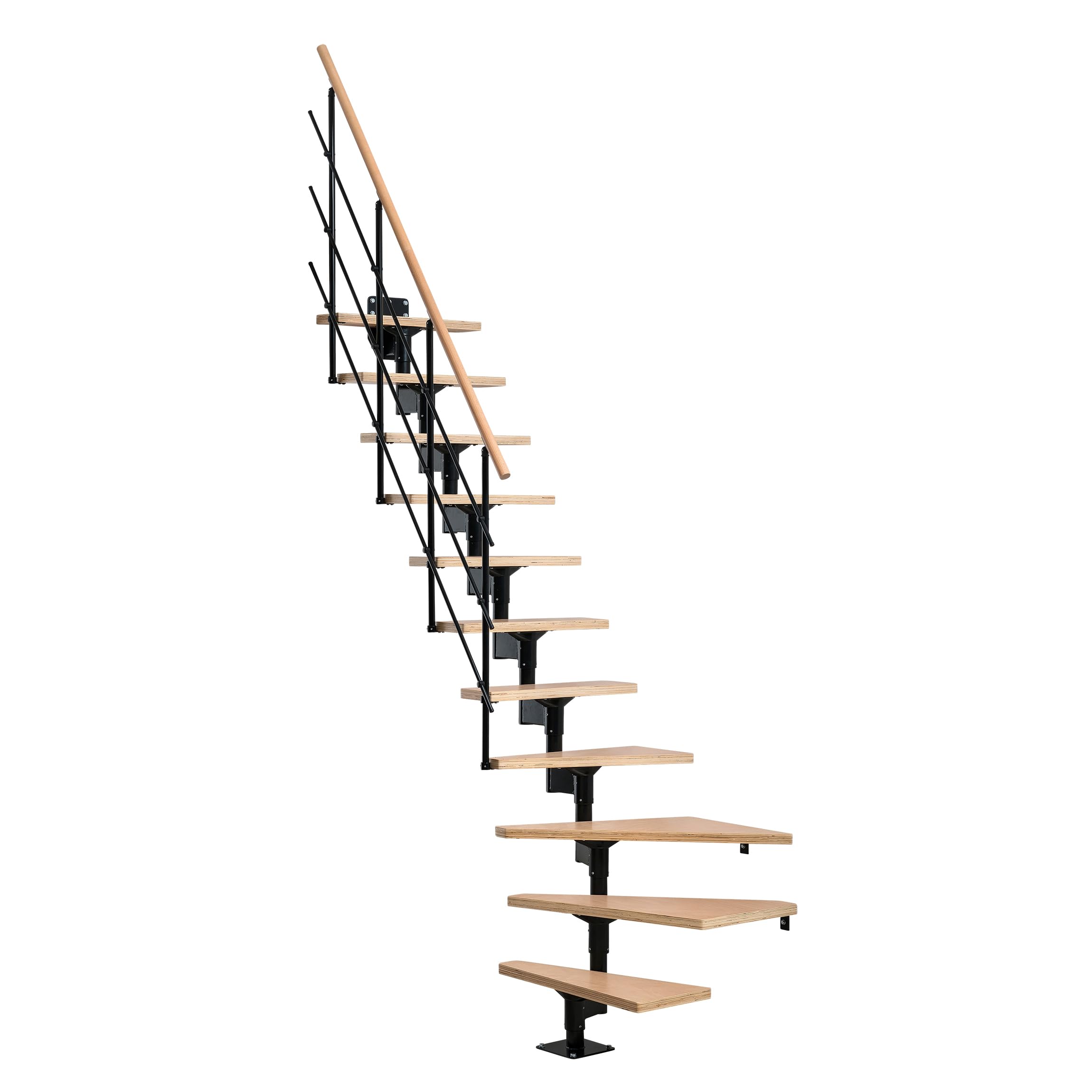DOLLE Elegante Raumspartreppe in modernem Design, edlem Schwarz und Stufen aus Buche Multipex