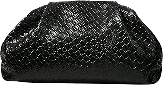 Women's Woven Evening Bag Dumpling Clutch Purse No Strap Handbags Elegant Faux PU Leather Clutch Bag