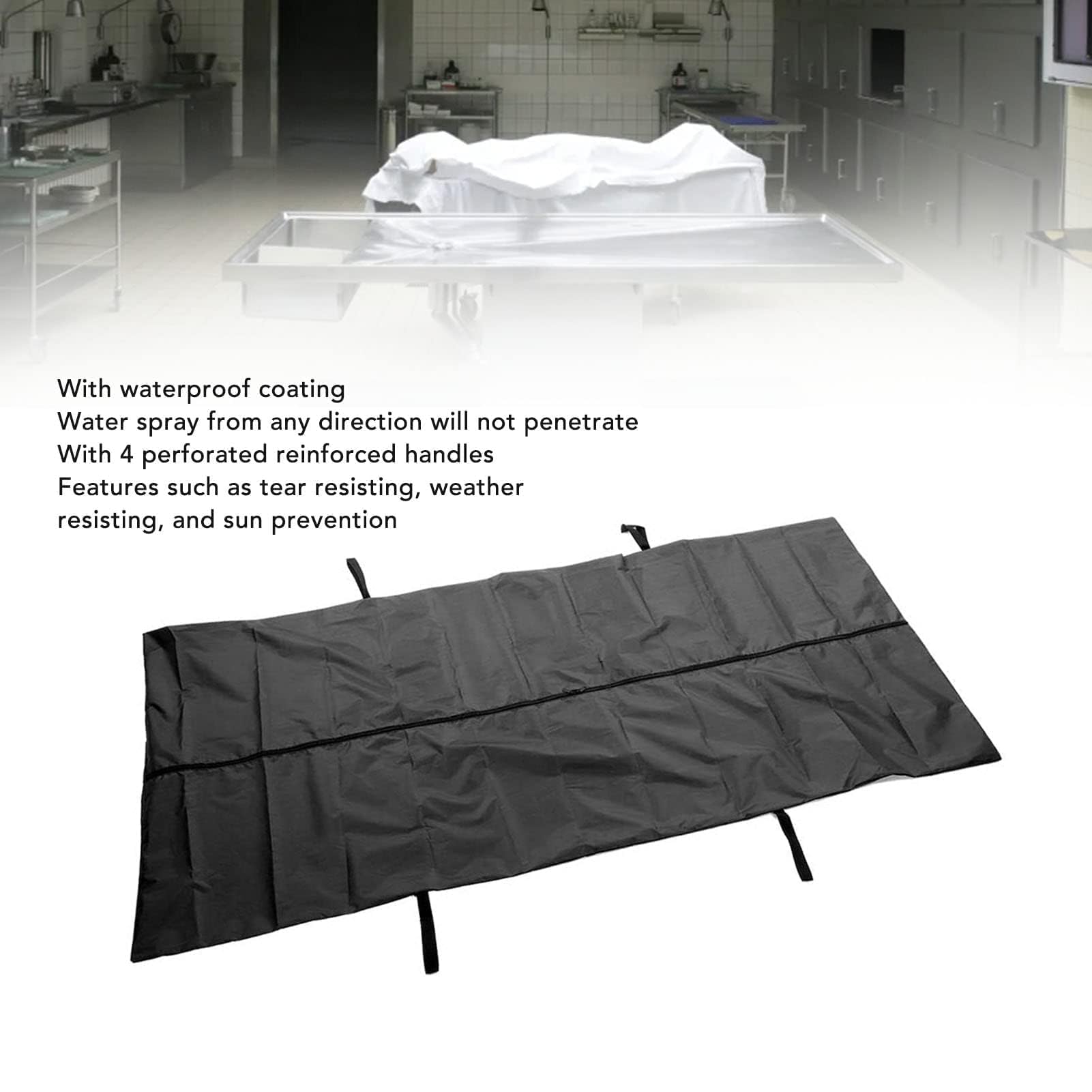 Sac Mortuaire de Cadavre, Sac de Rangement de Corps en Tissu Oxford Imperméable D'urgence pour Hôpital à Domicile (noir) (210*75 CM)