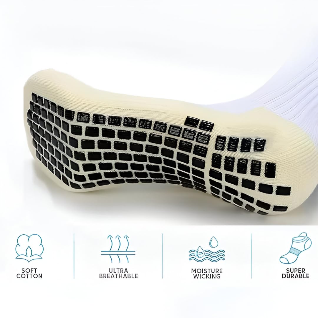 Glitzn Athletic Socks for Men Women, Rubber Anti-Slip and Thicken Cushion Sport Socks Ankle Length Socks (pack of 2) (Black&White) 1