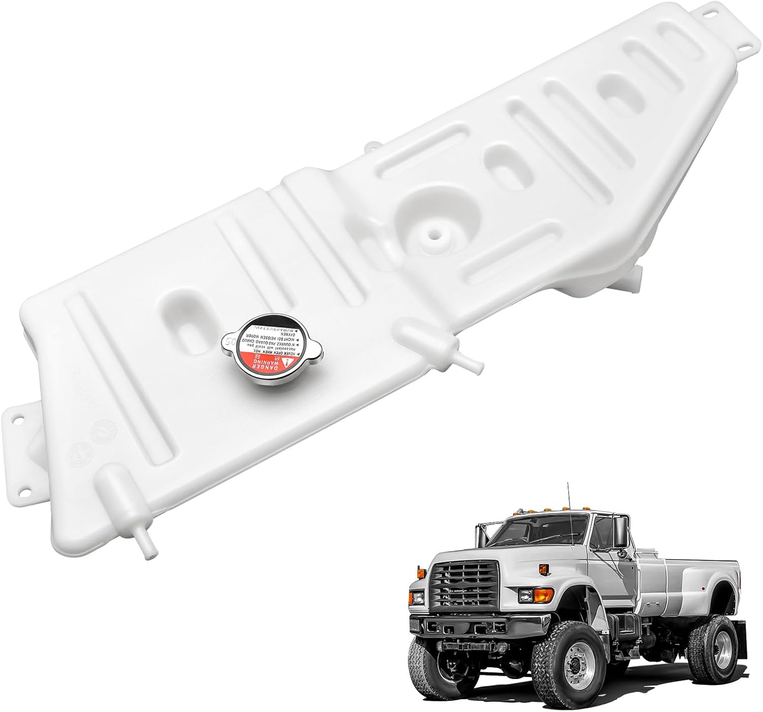 F5HZ8A080AA Antifreeze Coolant Reservoir Tank with Metal Cap Compatible with 1994-1999 Ford B600 B700 F600 F800 F900, Radiator Reservoir Tank Replace OE F5HZ8A080AA,F5HT8A080