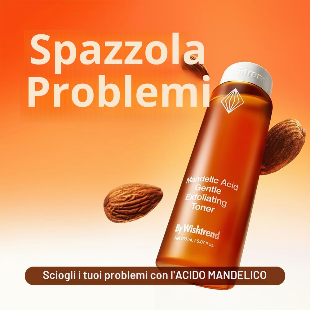 BY WISHTREND Acido Mandelico 5% Acqua di preparazione della pelle, esfoliante delicato per la pelle del viso, ideale per pelli sensibili | Aiuta i pori ostruiti e la pigmentazione (4,1 Fl Oz (1))