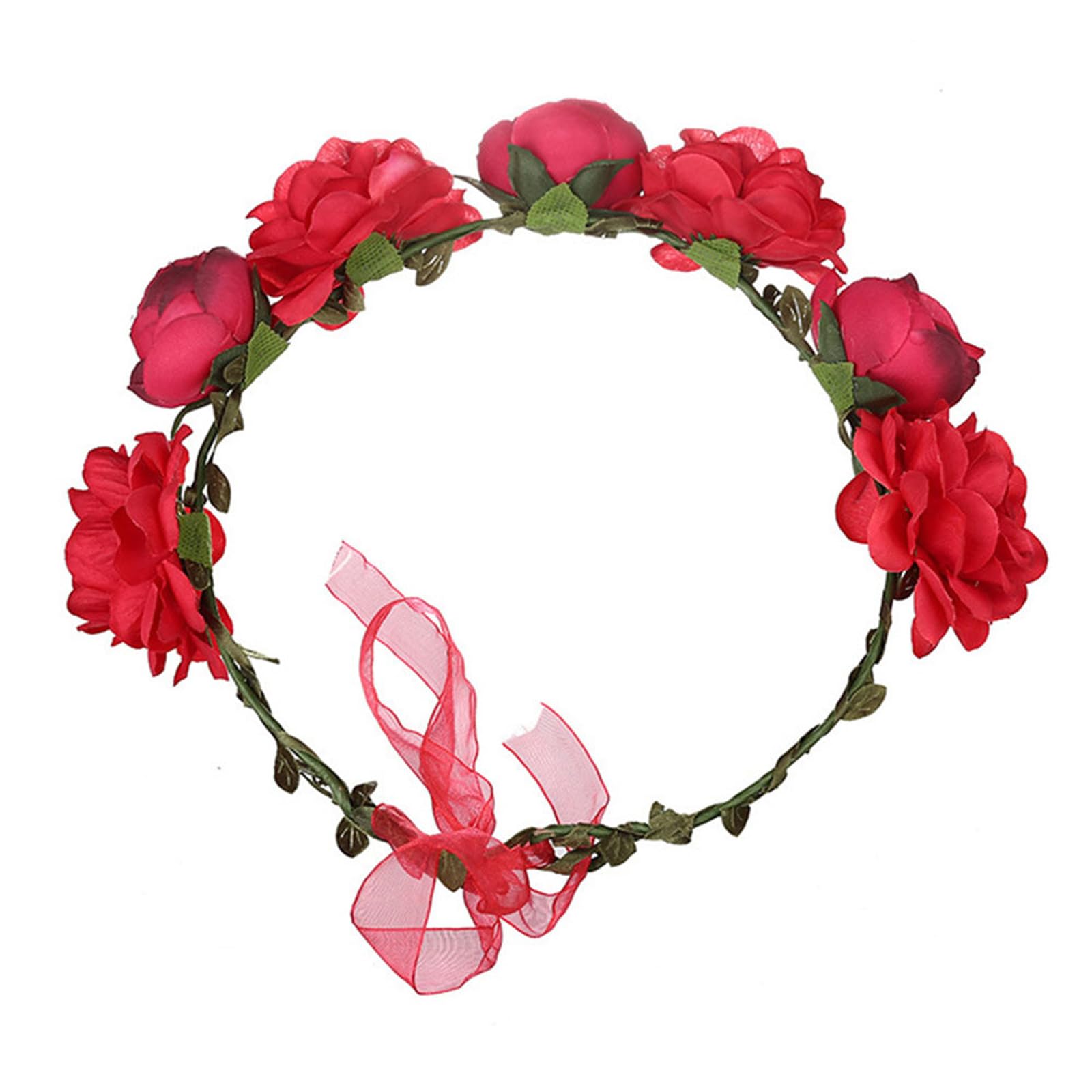 AWOCAN Flower Crown Headband Women Flower Headpiece Boho Artificial Flowers Bridal Flower Headband Wreath Crown for Wedding Festival Party Photography (blue) - Image 3