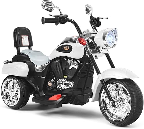 Miniatura 19 de OLAKIDS - Motocicleta eléctrica para niños, motocicleta eléctrica de 6 V con bocina, faros, 3 ruedas de entrenamiento, motocicleta eléctrica
