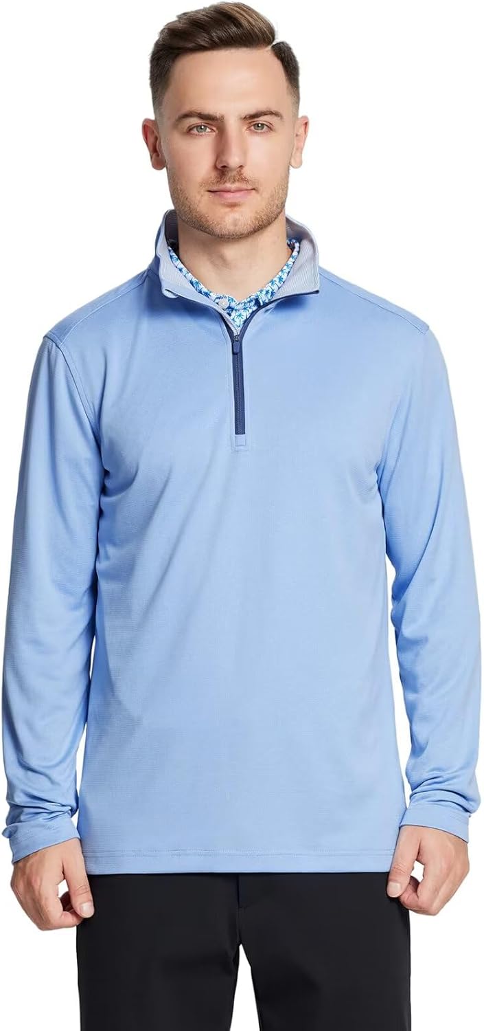 M MAELREG Quarter Zip Golf Pullover Men Dry Fit Long Sleeve Performance Wicking Mock Neck 1/4 Zip Pullover Mens Sweatshirt - Image 2