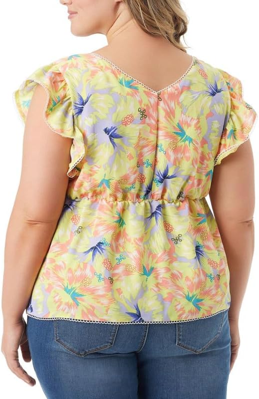 Jessica Simpson Women's Trendy Plus Size Inge Flutter Tie-Back Top (Almost Apricot, 1X) - Image 2