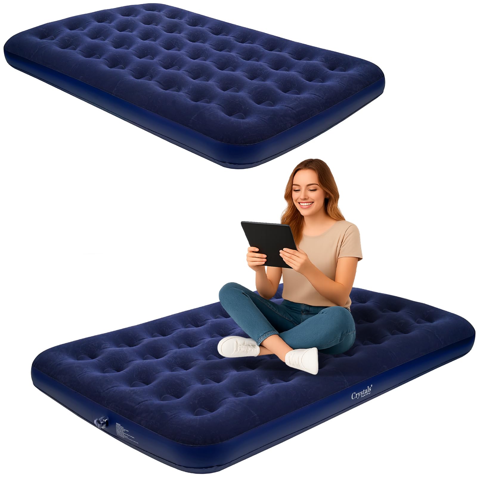 Crystals Set of 2 - Double Airbed, Inflatable Air Mattress for One, Blow Up Camping Double Bed