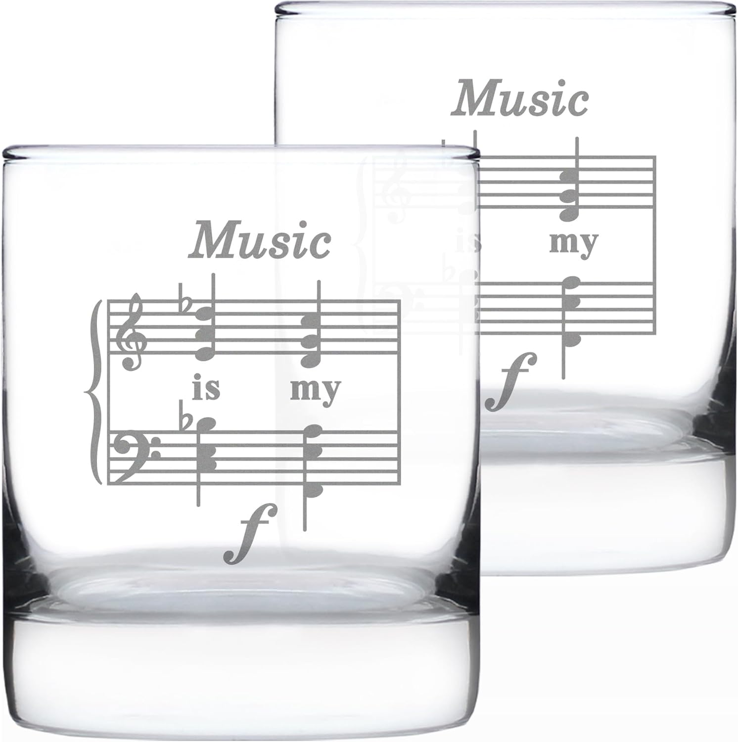 Bevvee Music Is My Forte - Whiskey Rocks Glass - Funny Musician Gifts and Musical Accessories - Set of 2-10.25 Oz Glasses