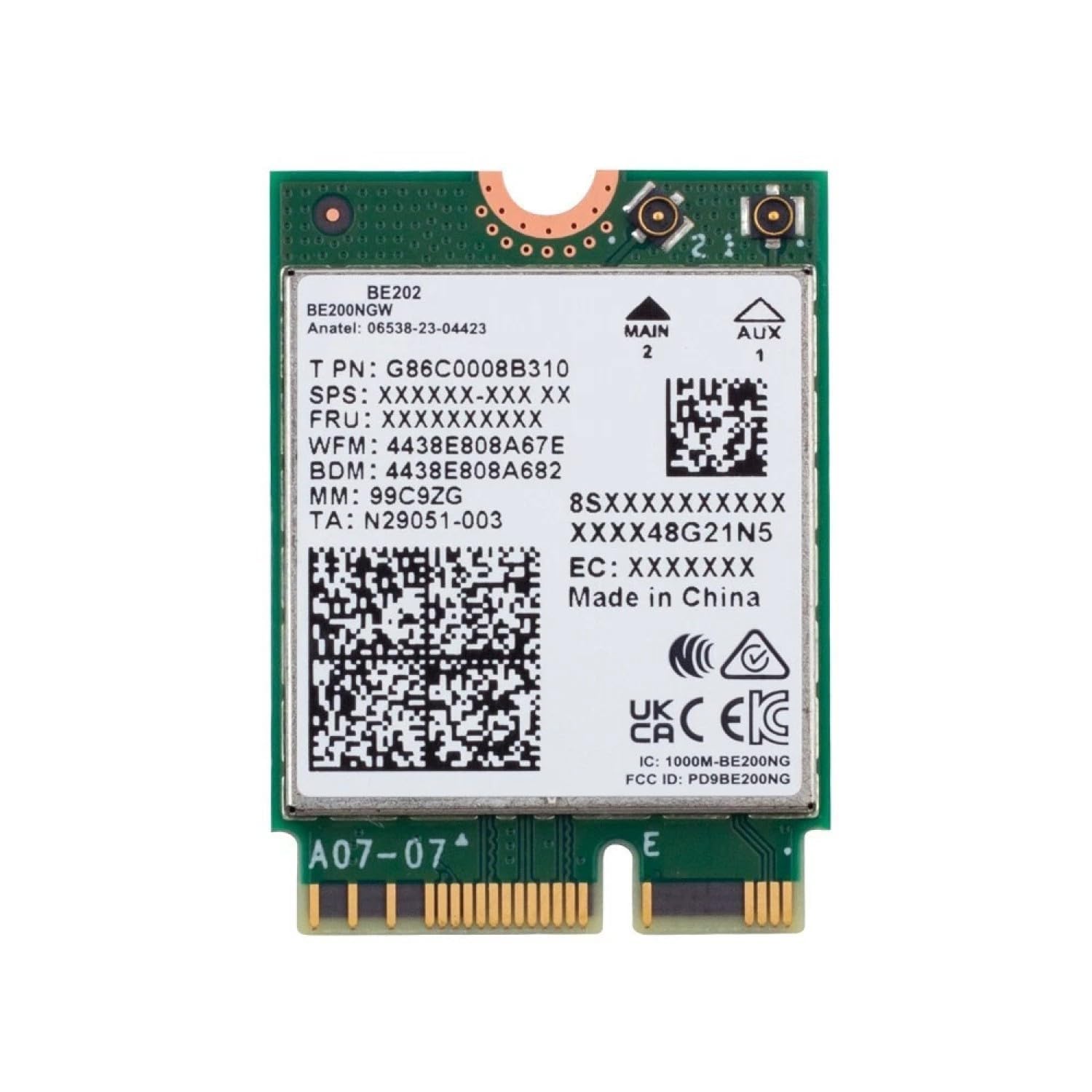 BE202 WiFi 7 Card | M.2 PCIe WiFi Card | Tri-Band 2,4/5/6 GHz, do 2,4 Gb/s, karta WiFi do komputera, obsługa Bluetooth 5.4 i komputery Intel z Windows 11 | BE202NGW