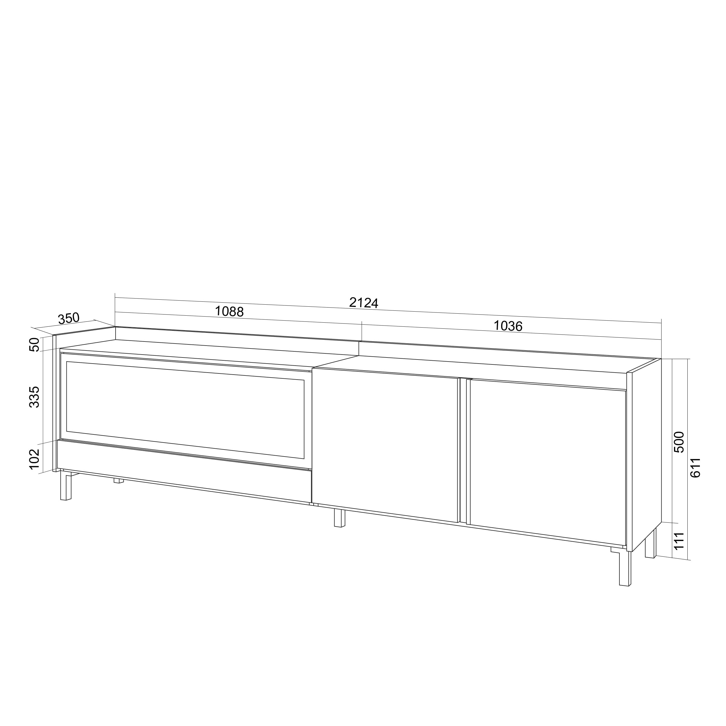 Skraut Home | Mueble TV | Muebles de salón, almacenaje | 212x61x35 cm | para televisión hasta 80" | Chimenea eléctrica XXL | Diseño Industrial | Estilo Moderno | Beige
