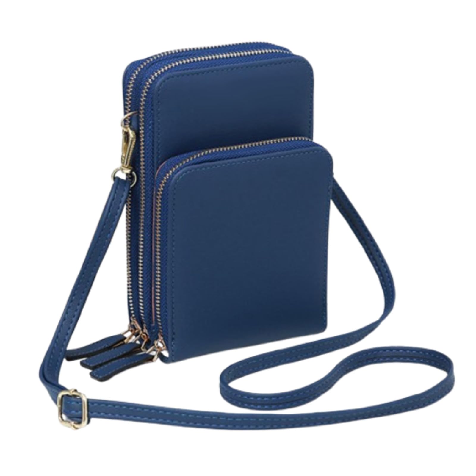 YWeiLiangSan Women's Touch-Screen Crossbody Bag - PU Leather Anti-Theft Phone Purse w/Multi-Pockets for Daily/Travel (Dark blue,Medium)