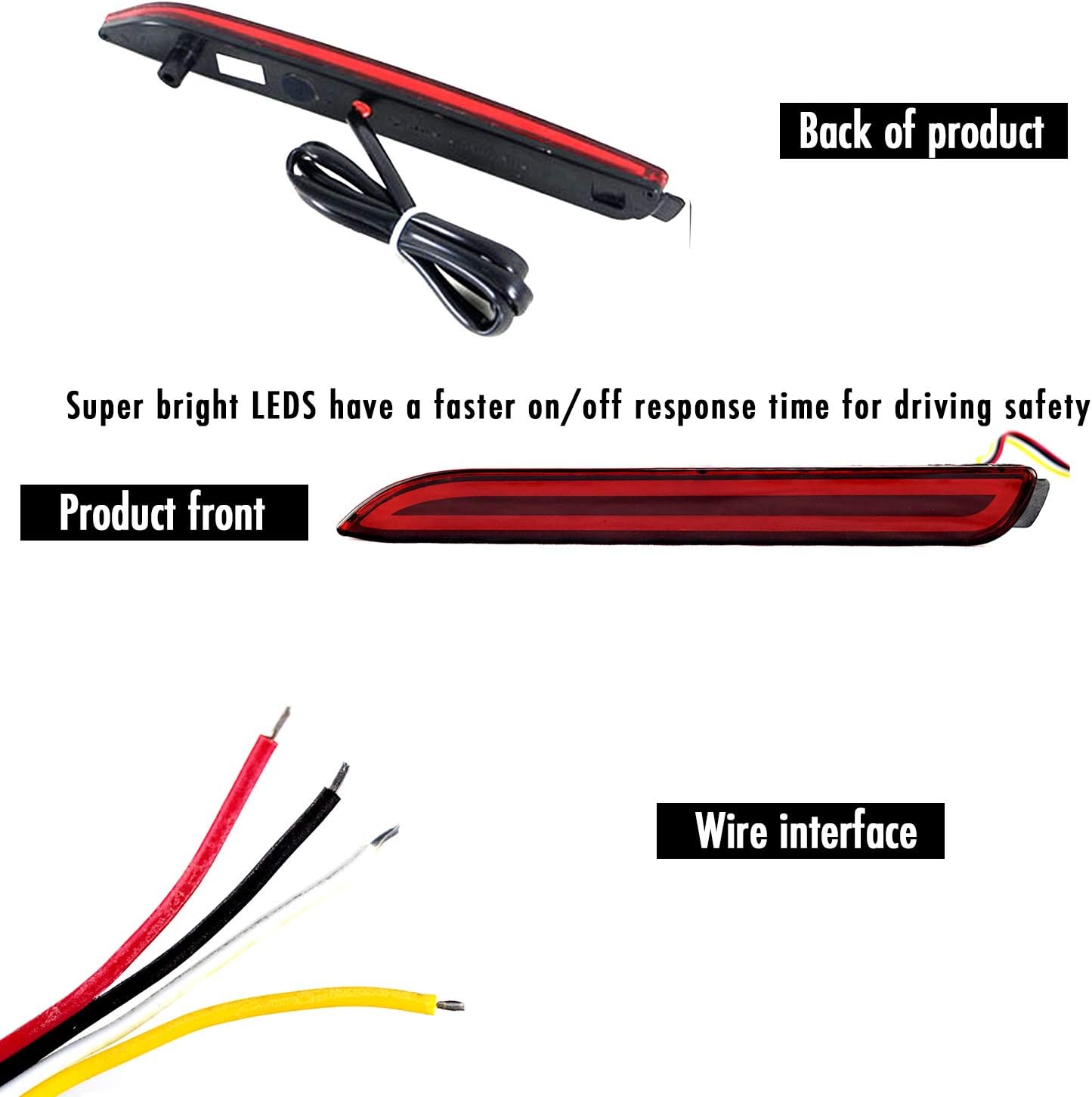 PGONE Red LED Rear Bumper Reflectors Fog Brake Tail Light sequential turn signal Lamps Accessories Kit For Toyota Rav4 Camry Sienna Matrix Venza Avalon Lexus RC250 RC350 IS-F GX470 RX300 Rx500