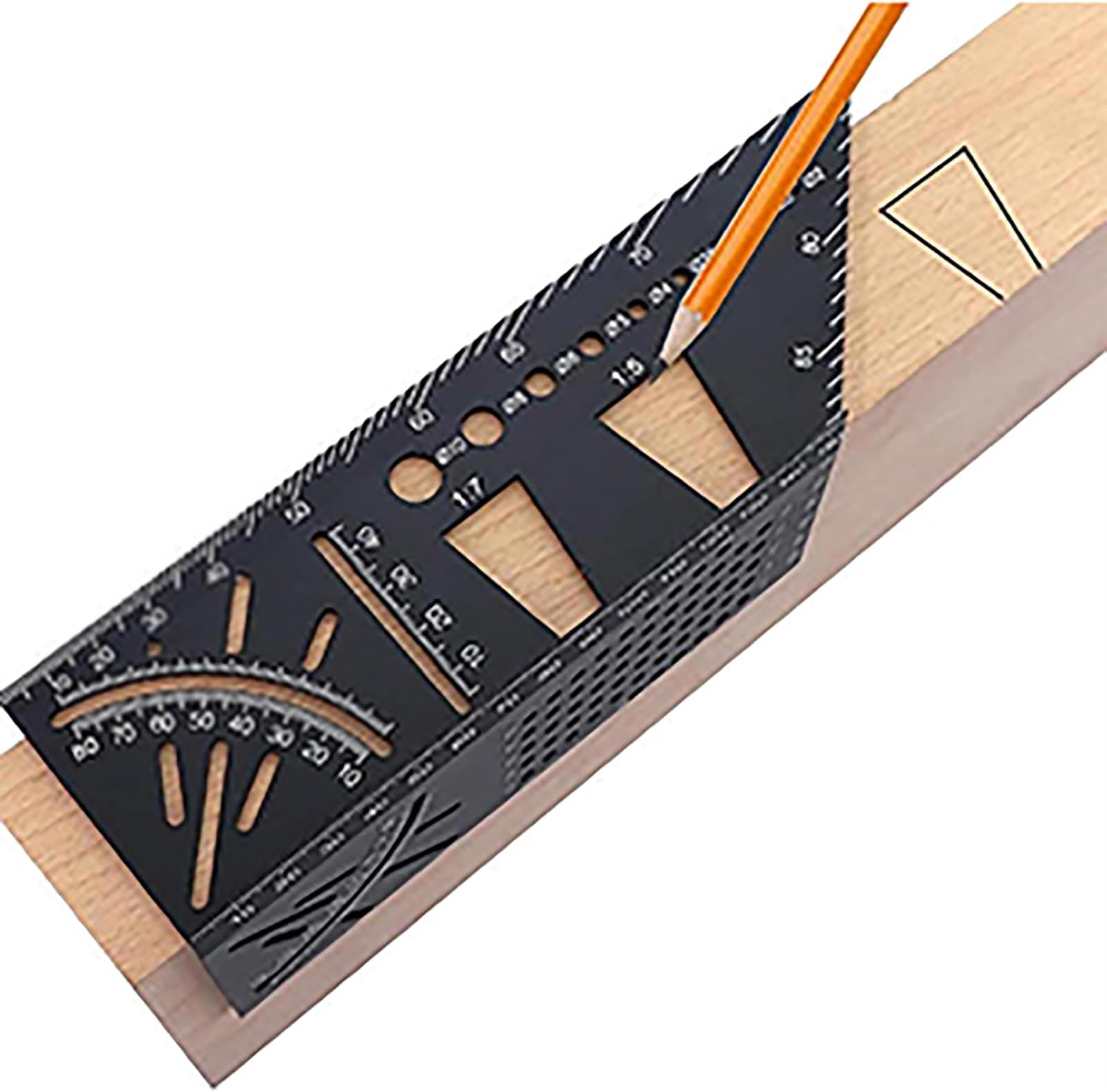 THE WHITE SHOP Aluminum Alloy Woodworking Square Size Measure Ruler, 3D Mitre Angle Measuring Template Tool, 45 90 Degree Carpenter's Layout Ruler Gauge Woodworking Accessories Gifts for Men Dad Fathe