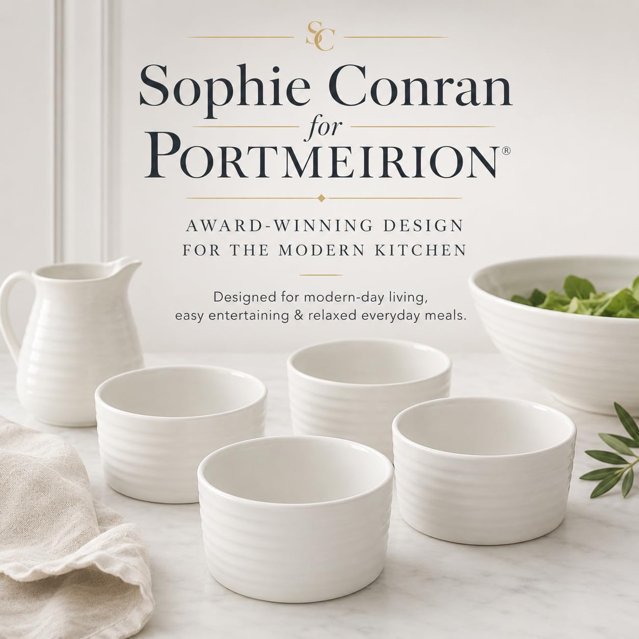 Portmeirion Home & Gifts Lot de 4 ramequins blancs Sophie Conran (Blanc)