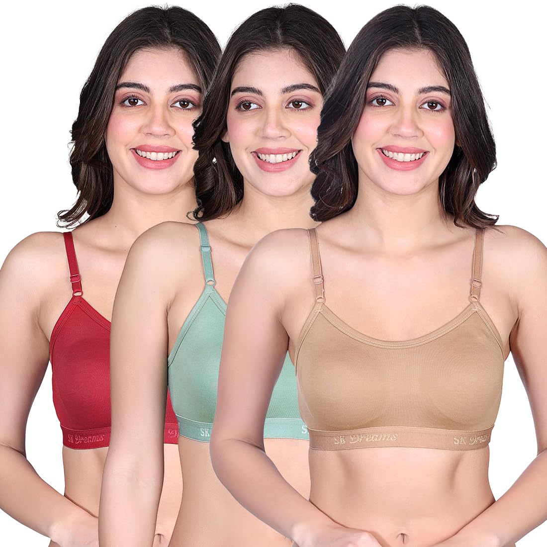 skdreams Cotton Blend Seamless Non Padded Non-Wired Full Coverage Women Sports Bra-picture-49