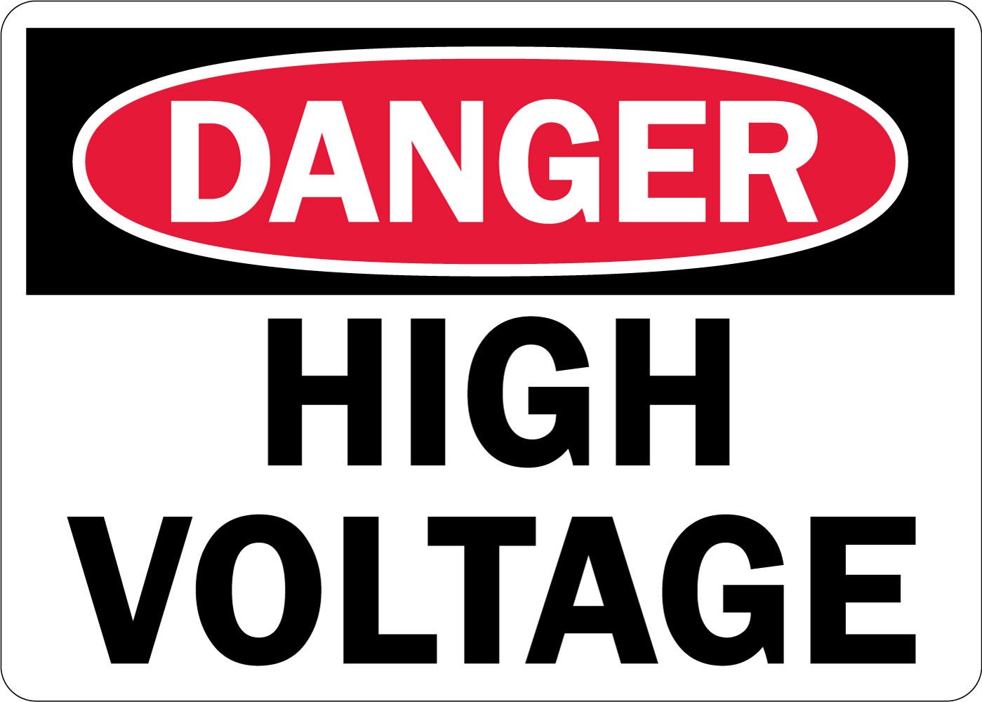 Lyle Safety Sign, Legend"Danger: High Voltage", Black/Red on White 10" x 14" U1-1013-NP_14x10 1
