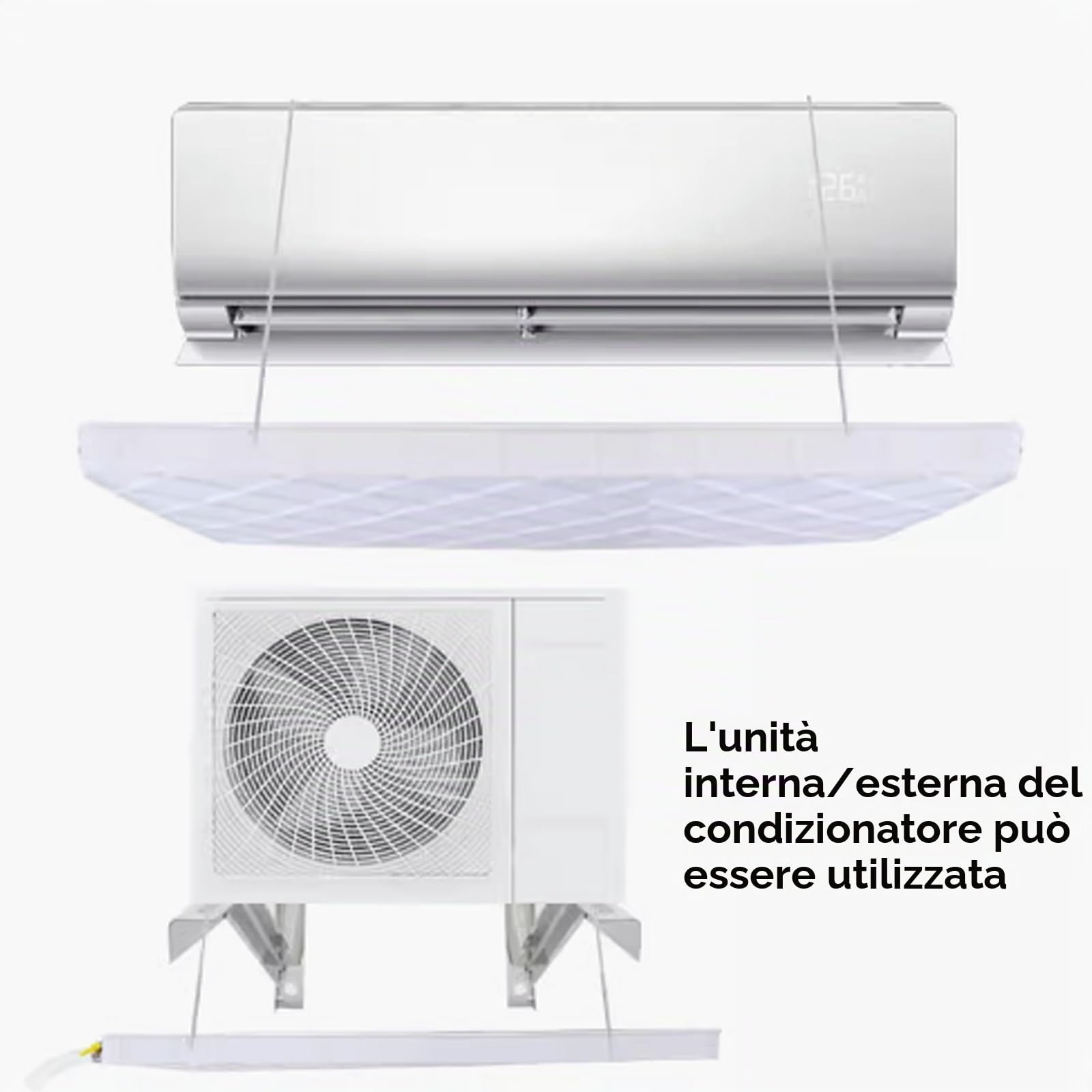Bacinella Raccogli Condensa Climatizzatore in Plastica PP5 con Tubo di Scarico, Raccogli Condensa Condizionatore, Vassoio Antigoccia per Raccoglitore di Acqua(1-2P-200cm Hose)