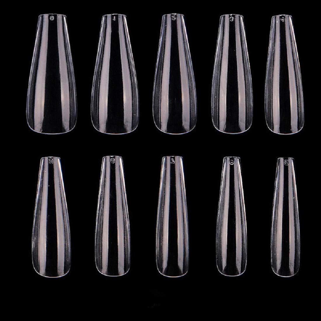 Coffin Fake Nail Tips- Ballet Fake Nail Tips- 500pcs Full Cover Acrylic Coffin Nails Long Ballerina False Nail Tips Ballet Fake Nails Nail Art Tips For Decoration Nails Salon (Clear)