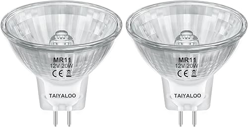 Miniatura 8 de TAIYALOO Bombilla MR16, paquete de 6 bombillas halógenas MR16 de 20 W, base GU5.3 bi-pines, MR16 12 V 20 W, bombilla MR16 regulable con cubierta de