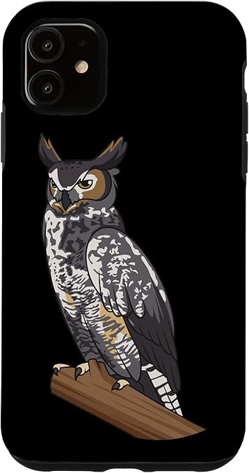 Amazon Co Jp Iphone 11 木の枝にとまる大きなツノフクロウ かわいい角のフクロウ スマホケース Electronics
