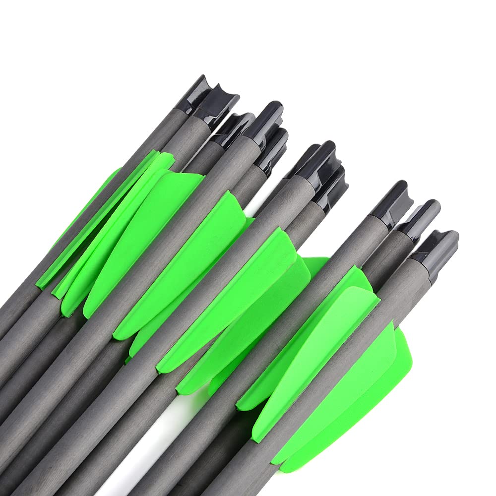 Lot de 6/12 boulons pour arbalète de tir à l'arc - Flèches en carbone 40,6/43,2/45,7/50,8/55,9 cm avec 3 pointes de flèche à lame fixe remplaçables pour tir à l'arc - Flèches d'arbalète (40,6 cm