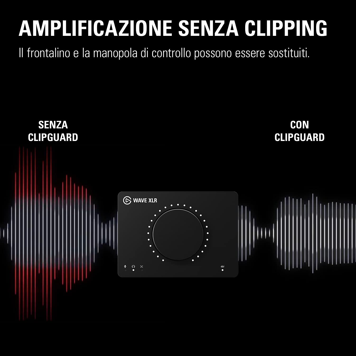 Elgato Wave XLR – interfaccia microfono, XLR/USB-C, anti-clipping, preamplificatore 75 dB, alimentazione phantom, monitor diretto, touch mute, app per il mixaggio digitale di Wave Link