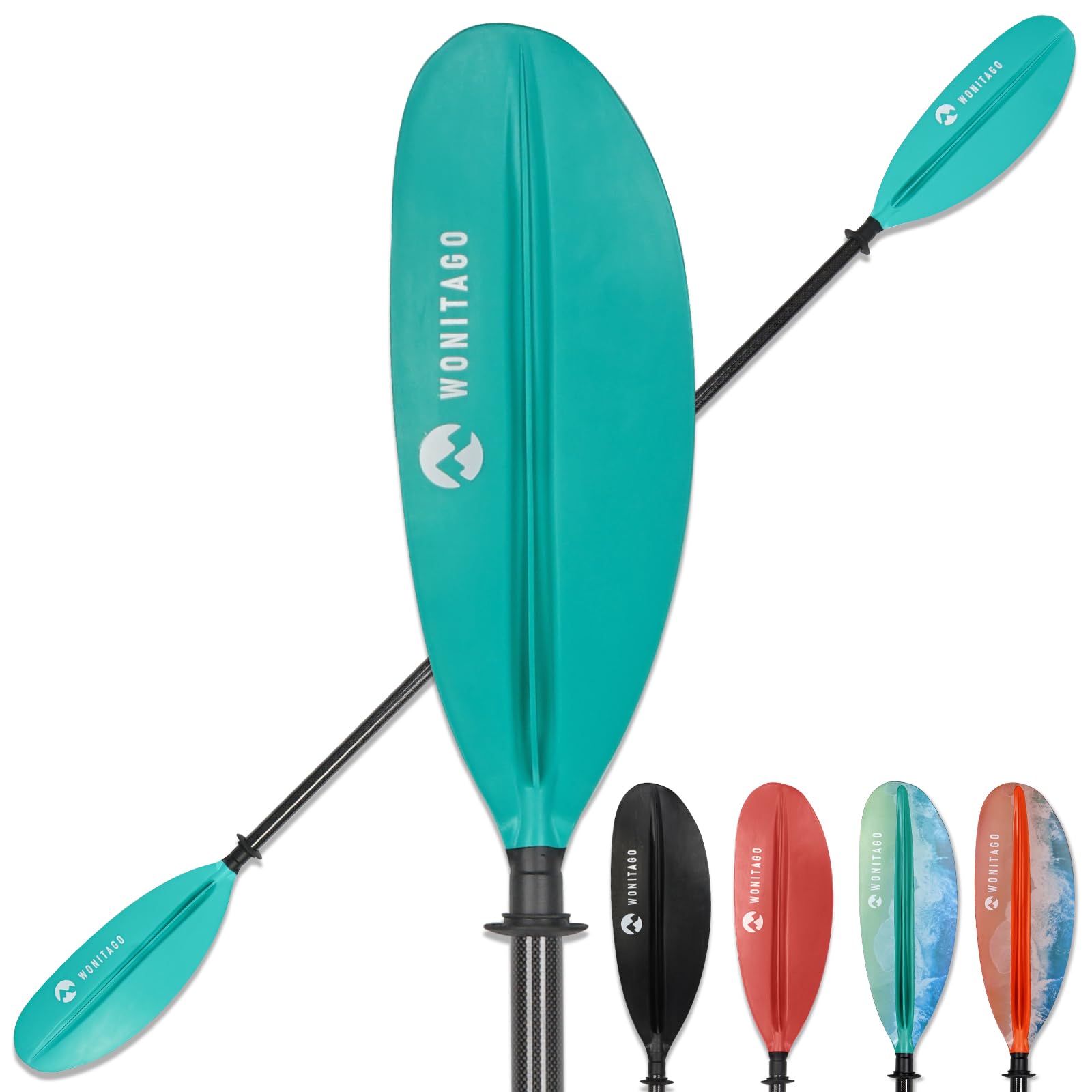 WONITAGO Kayak Paddle Premium Carbon Fiber Paddle with Reinforced PP + Fiberglass Blade, Floating Adjustable Kayaking Oars, 3 Piece, 220-240 cm/86-94 Inches, 240-260 cm/94-102 Inches