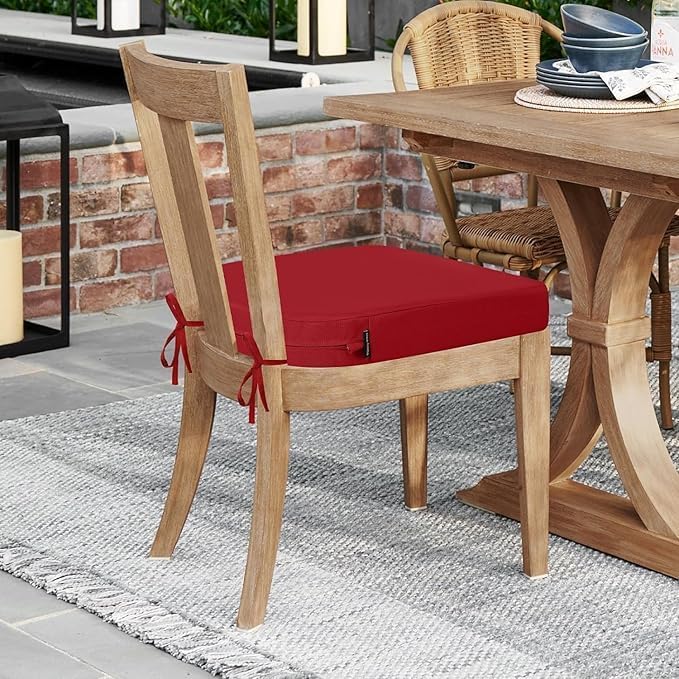 Image of D-8 Chair Cushion for Outdoor, Indoor Chair Cushion Pad, Square Chair Pad Terracotta (Marron) (Pack of 2, Cushion Thinkness 5 cm)