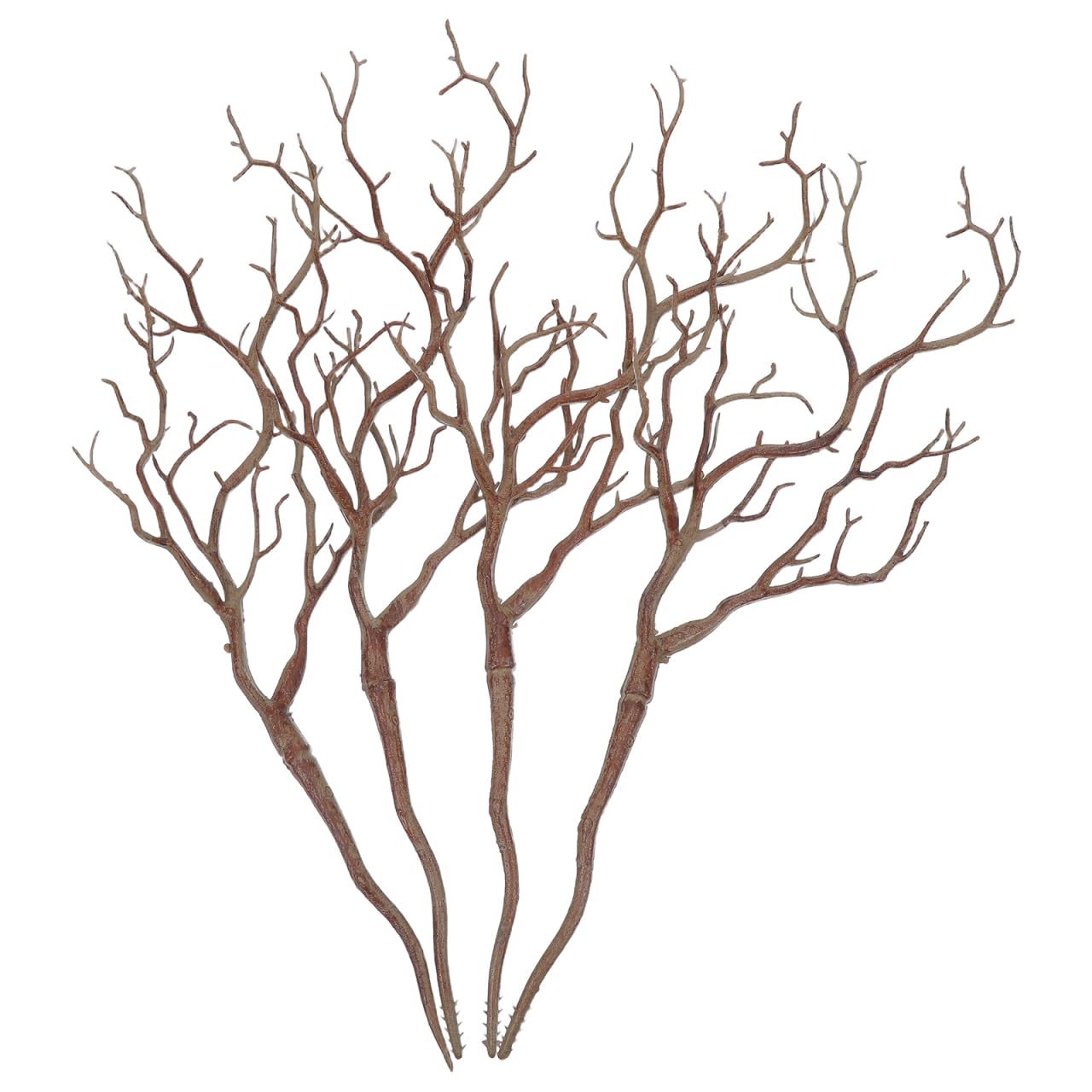 INOOMP Artificial Decorative Branch and Birch Twigs for Vase 4Pcs Light Brown Plastic Curly Tree Branches with Antler Shape for Home Décor Floral Arrangement and Craft Projects