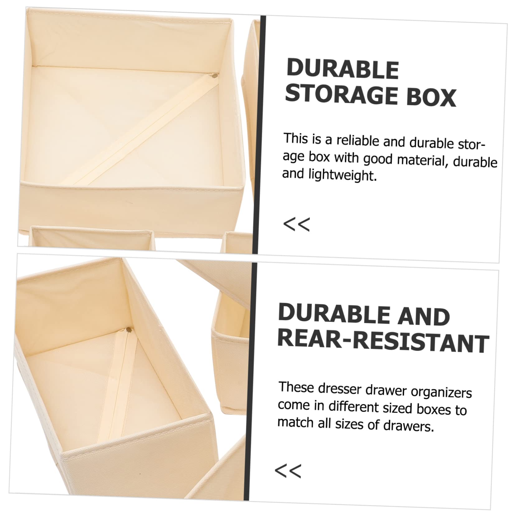 6 Stück Unterwäschebox in Beige mit Pp Platte und Reißverschluss