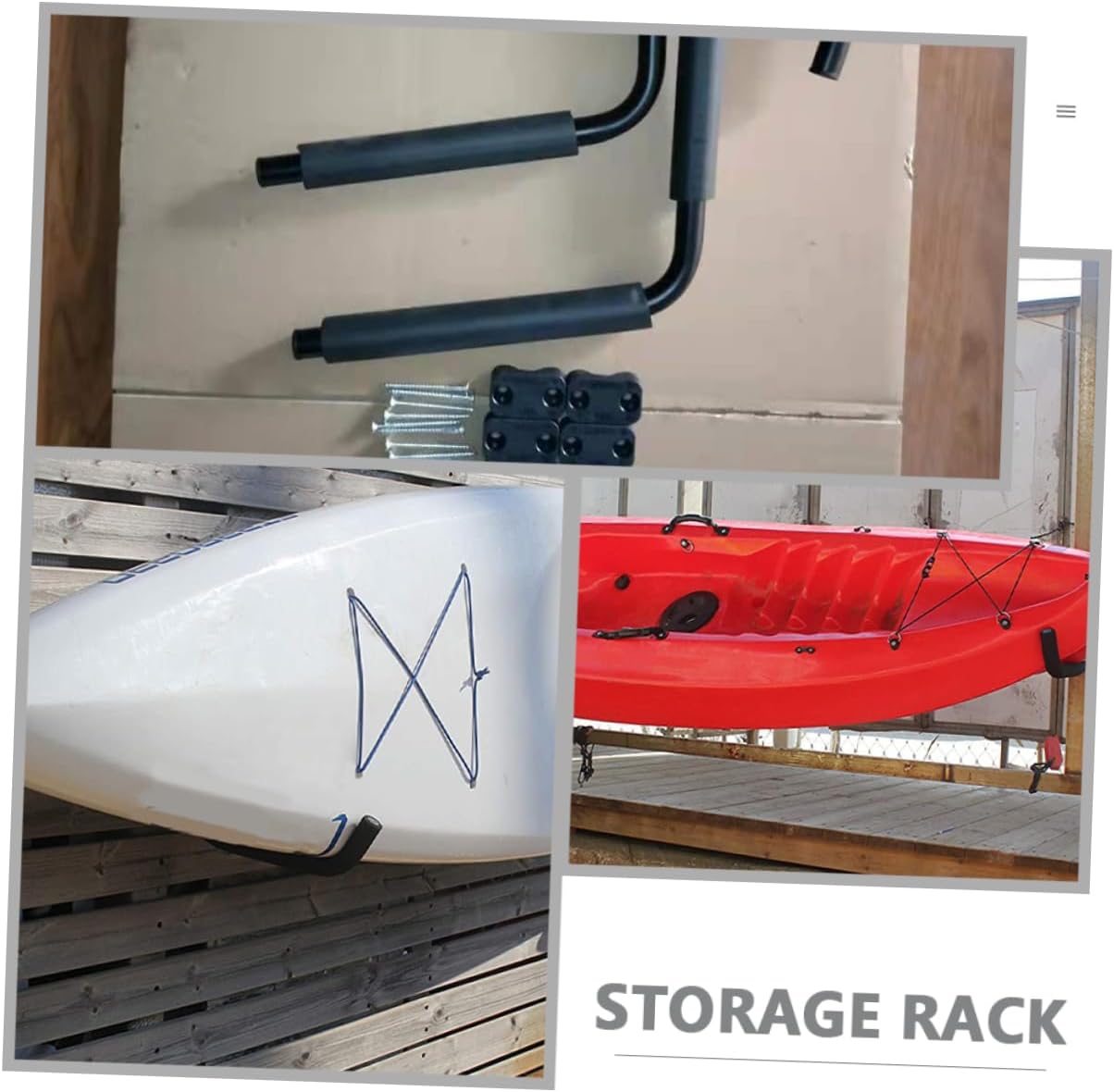 2sets Kayak Wall Rack of Wall Mounted Storage Hangers for Canoes Easy Installation Design Space-Saving for Indoor Use Heavy Duty Holders