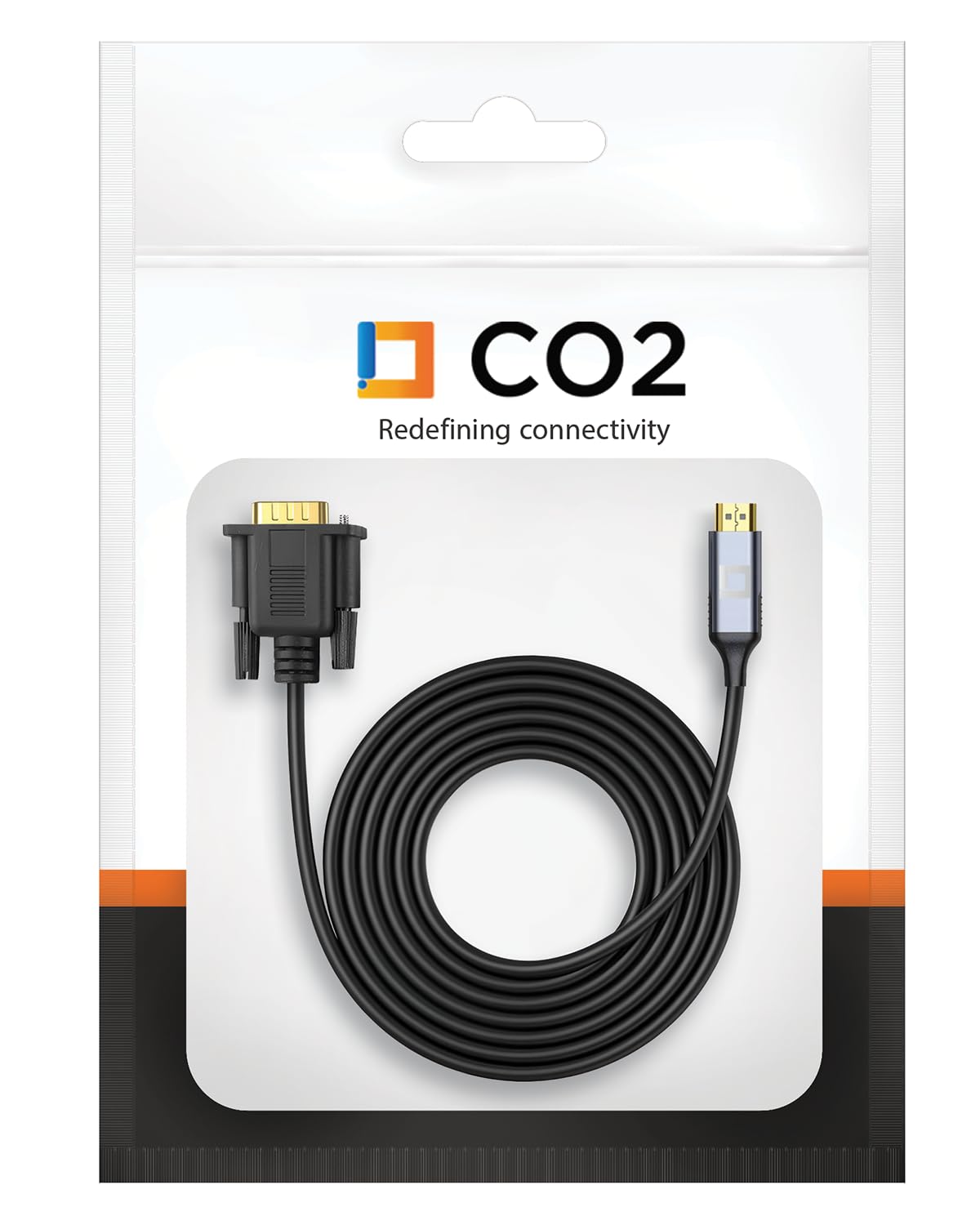 CO2 Kabel HDMI do VGA D-SUB 2K/60Hz, Full HD 1080p, Plug & Play, Pozłacany, Adapter jednokierunkowy, Konwerter, Kompatybilny z Laptopami, Monitorami, Projektorami, Aluminium Space Gray (2m)